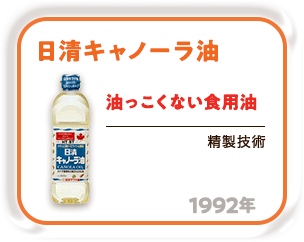 1992年 油っこくない食用油「日清キャノーラ油」（精製技術）